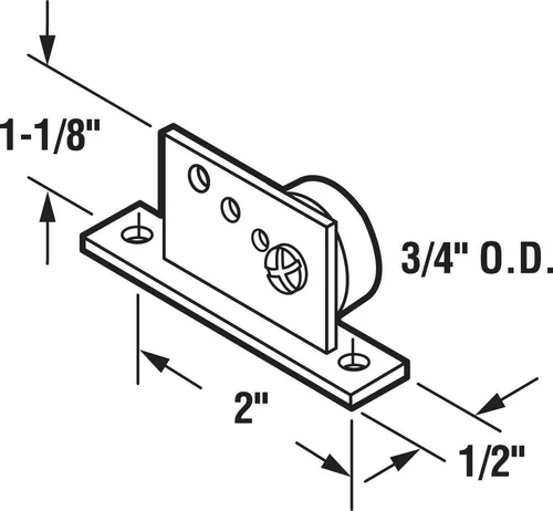 Vista 2 de Prime-Line M 6035 - Conjunto de rodillo y soporte de tubería, 3/4 pulgadas, neumático de nailon de borde plano, rodamientos de bolas de acero