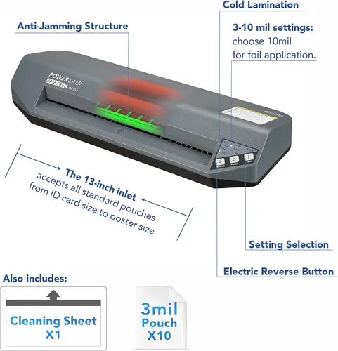 SINCHI Never-Jam Laminator & SINCHI - Paquete de 100 hojas laminadoras de 5 mil