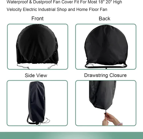Vista 3 de Cubierta de ventilador de piso industrial, cubierta de ventilador impermeable y a prueba de polvo, apta para la mayoría de ventiladores de piso