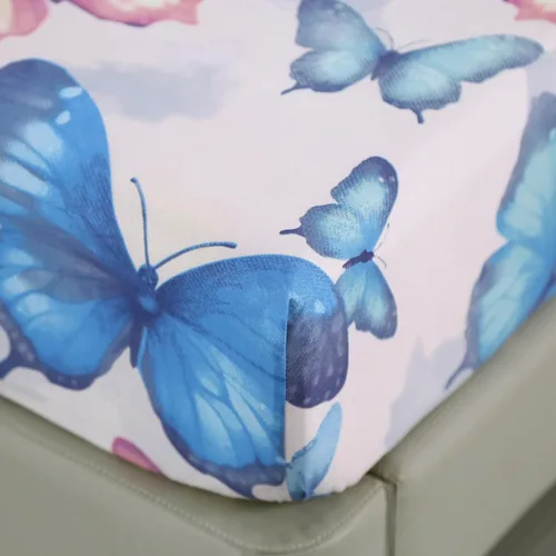 Vista 3 de SDIII Sábana bajera ajustable de mariposa colorida con 2 fundas de almohada, no incluye sábana encimera, microfibra suave con bolsillo profundo