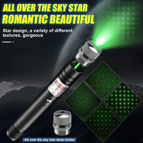Vista 5 de Puntero láser de largo alcance 10000 pies de haz visible, puntero láser verde recargable USB de alta potencia para presentaciones