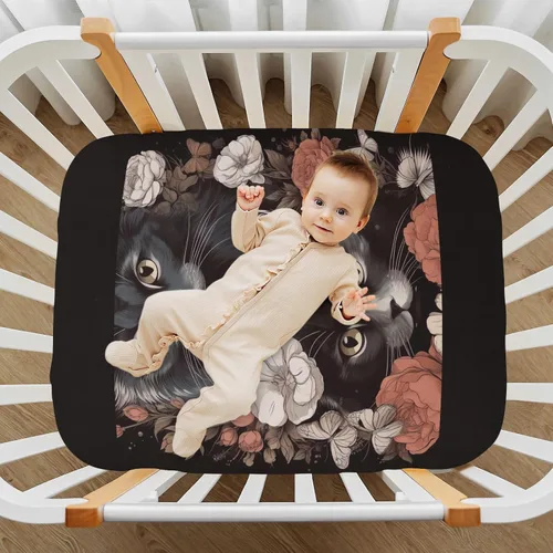 Vista 7 de Fitted Crib Sheets Cats Flowers Mini Crib Sheets for Boy & Girl Toddler Mattress Sheets Playard Sheet 21216488