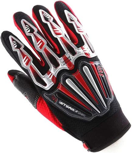 Vista 9 de Guantes de diseño de esqueleto, para motocross, moto BMX, MX, ATV, verde, S, Negro