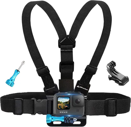 Montura para Pecho Chesty Correa de Arnés para GoPro Hero 13 12 11 10 9 8 7 6 5 4 Session 3 2 Max Negro Plata y AKASO EK7000 Cámara de Acción Sjcam