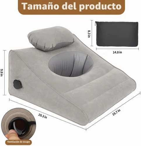 Vista 7 de Almohada de cuña para dormir, almohada inflable de elevación de piernas para hinchazón, circulación, alivio del dolor de piernas y espalda, almohada
