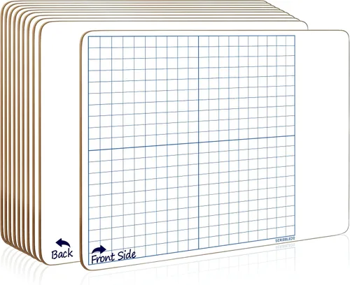 Vista 9 de SCRIBBLEDO Paquete de 10 pizarras blancas de borrado en seco de 11 x 14 pulgadas, pizarra de borrado en seco de doble cara con cuadrícula
