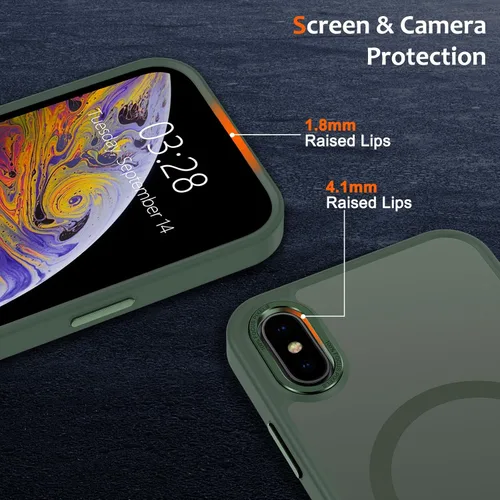 Vista 402 de Anuck - Funda magnética para iPhone 11 compatible con MagSafe, carcasa trasera mate translúcida dura, borde de TPU, delgada, resistente a impactos