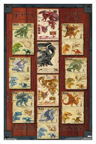 Vista 11 de Trends International Dungeons and Dragons - Póster de pared con cuadrícula de dragón, 22.4L x 14.7W, versión con marco de madera tipo granero