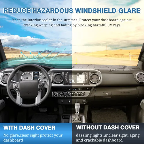 Vista 100 de FIILINES - Cubierta para tablero, accesorio para tablero de malla antideslizante, parasol sin reflejos y protector compatible con Toyota Tundra