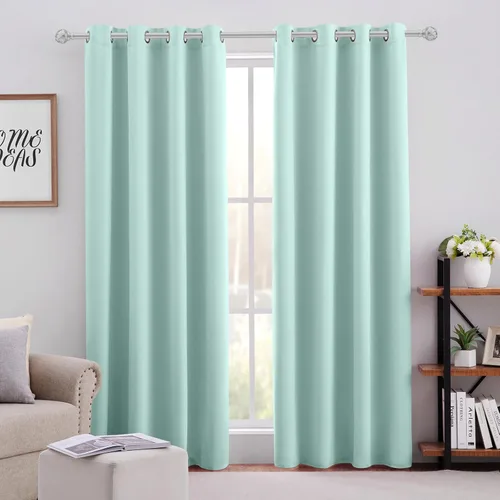 HOMEIDEAS – Cortinas opacas de 52 x 84 pulgadas de largo, 2 paneles de cortinas para oscurecer la habitación, térmicas, insonorizadas, con ojales,