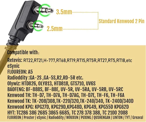 Vista 6 de Retevis EHK007 Auriculares tácticos, orejeras de caza y tiro con micrófono, amplificación de sonido, reducción de ruido, auriculares Walkie Talkie