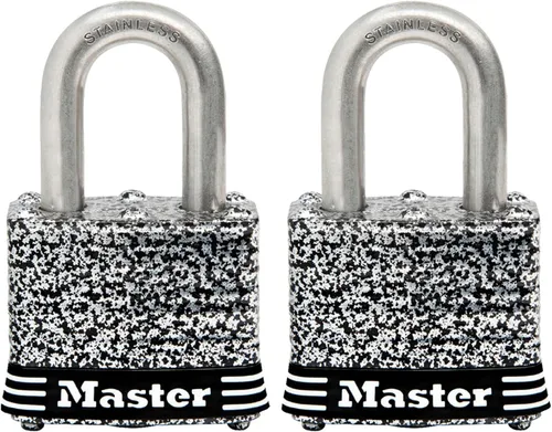 Master Lock 3SST Candado de acero inoxidable para exteriores con llave, paquete de 2 llaves iguales