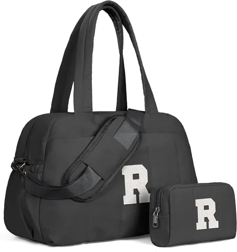 Vista 140 de Bolsa de lona Vogewood, bolsas personalizadas de fin de semana para mujer, bolsas de viaje con estuche de maquillaje, regalos de cumpleaños, Beige