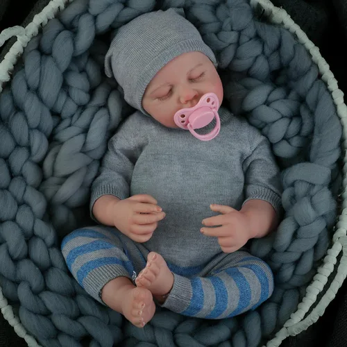 Reborn Baby Dolls Boy, 18 Inch Realistic Baby Doll Lifelike Sleeping Newborn Bebe Reborn de Silicona Vinyl Limbs Anatomically Correct Real Baby Doll