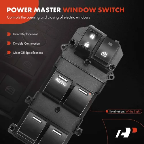 Vista 3 de A-Premium Interruptor de ventana eléctrica principal del lado del conductor compatible con Honda Accord 2008 2009 2010 2011 2012, repuesto #