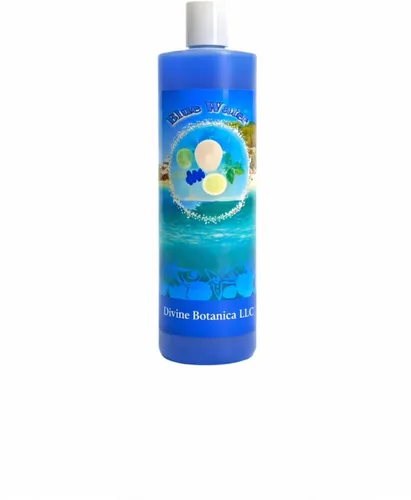 Agua azul - Agua espiritual de 16 onzas, ritual de baño y lavado de pisos, elimina la energía negativa, azul azul-purificación y protección
