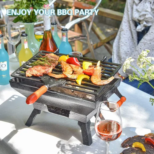 Vista 8 de Sungmor - Prensa de parrilla de hierro fundido resistente, 22.1 cm x 10.9 cm, prensa de hamburguesa rectangular, aplastador de tocino con mango