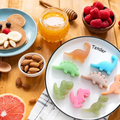 Vista 6 de Crethinkaty Moldes de silicona de grado alimenticio de dinosaurio, 8 cavidades de chocolate duro para caramelos de hielo, molde de silicona