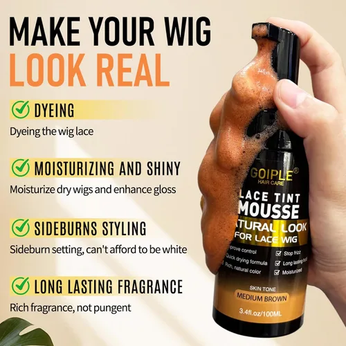 Vista 2 de Kit completo de pegamento de encaje con mousse de tinte de encaje, pegamento de peluca en aerosol de fusión de encaje para pelucas y extensiones