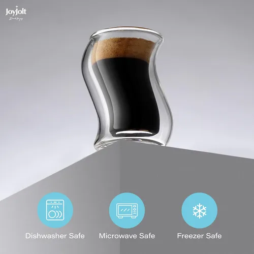 Vista 6 de JoyJolt Pivot - Juego de 2 vasos térmicos para café matutino de 2 onzas con diseño único, vasos térmicos de doble pared para uso doméstico o de bar