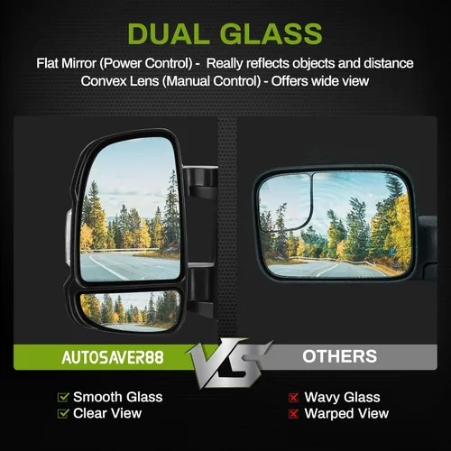 Vista 8 de AUTOSAVER88 Espejo Lateral del Conductor Izquierdo Compatible con 2014 2015 2016 2017 Ram Promaster 1500 2500 3500, Espejo de Puerta con Luz de Giro