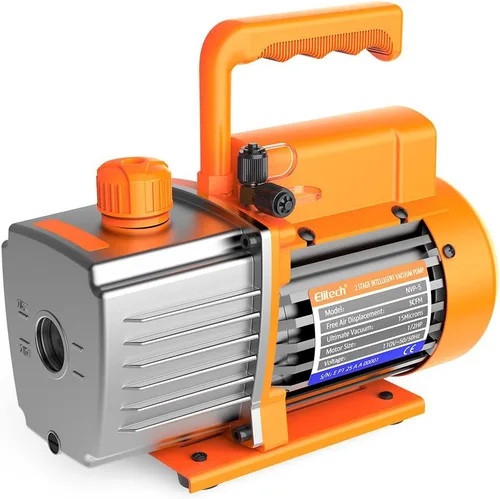 Vista 9 de Elitech NVP-3 Bomba de vacío HVAC 3CFM 1.5L/S 1/4HP Bomba de vacío de paleta giratoria de una sola etapa para sistemas HVAC y de refrigeración