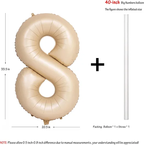 Vista 373 de Globos de 40 pulgadas con números de caramelo, papel de aluminio de helio, globos de látex de Mylar para fiesta de cumpleaños, decoración digital 0
