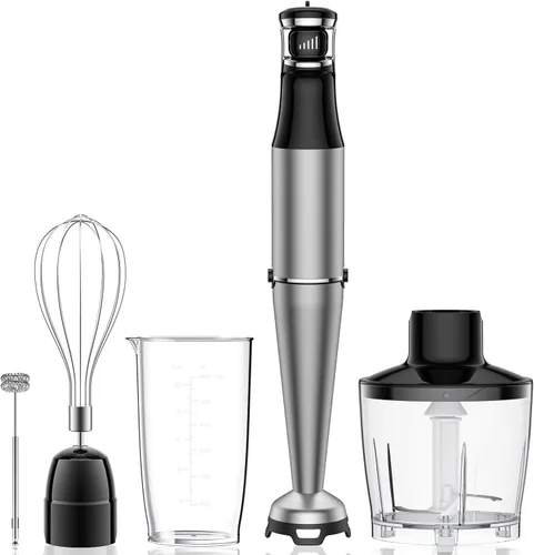 Vista 9 de Batidora de Inmersión de Mano 1100W 3 en 1 Batidora de Palo con Cable para Cocina con Control de Velocidad por Disparador, con Batidor, Accesorios