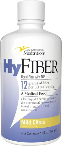 Medtrition HyFiber - Fibra líquida diaria para taburetes blandos y regularidad, 0.44 onzas de fibra soluble, 32 onzas líquidas, 1 botella