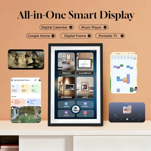 Vista 2 de Cambio de batería integrada de calendario digital de Google de 10.1 pulgadas, sin suscripción, instalación de aplicaciones en Google Play, marco