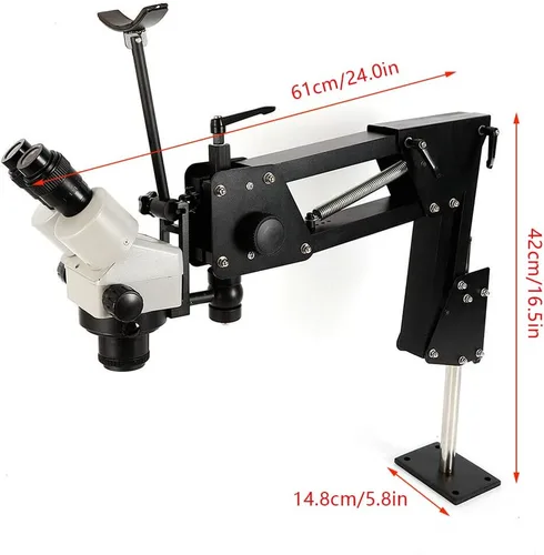 Vista 2 de Microscopio multidireccional con incrustaciones de espejo con soporte de resorte, microscopio de ajuste Herramienta de joyería de 3.031 in Zoom
