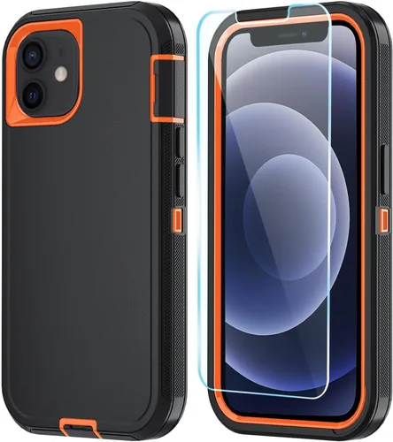 Vista 9 de Funda para iPhone 12 Pro Max con protector de pantalla HD, resistente a los golpes, al polvo y a las caídas, funda de 3 capas para iPhone 12 Pro Max
