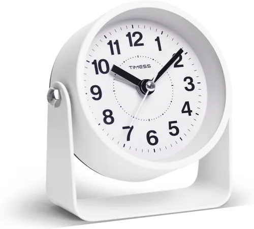 Vista 10 de Reloj de alarma analógico TIMESS, silencioso, de cuarzo sin tictac, funciona con pilas, con función de repetición y luz bajo demanda, fácil