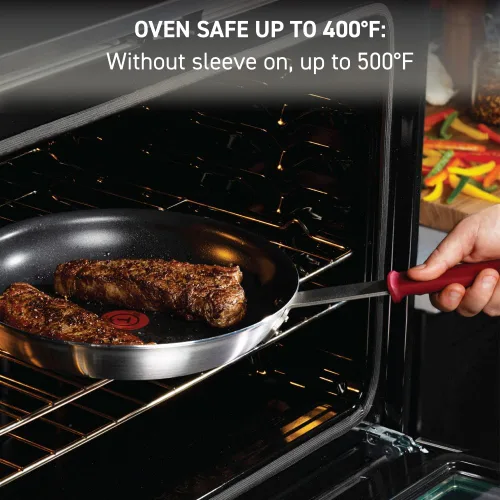 Vista 6 de T-Fal Profesional VX3 Sartén antiadherente cepillada con mango de acero inoxidable de 8.5 pulgadas, apta para horno y parrilla hasta 400°F, juego