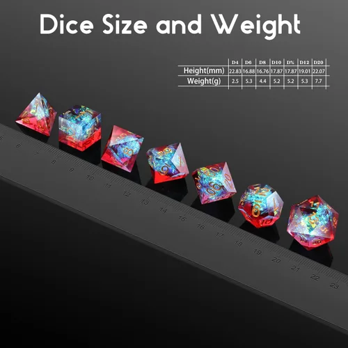 Vista 113 de DNDND Dados de Resina Ojo DND de Borde Afilado Dado de D&D con Estuche de Regalo para Juego de Dungeons and Dragons (Ojo de Dragón Verde)