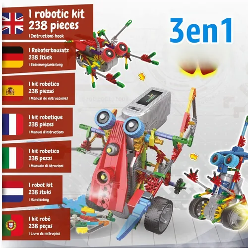 Vista 2 de Science4you Robotics Alfabot - Kit de construcción de robots para niños, 238 piezas, construye tus propios robots y hazlos mover, 3 robots