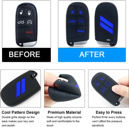 Vista 4 de Cubierta para llavero REMOCH para accesorios Dodge 5 botones Funda para llavero para Dodge Charger Challenger Dart Durango Journey Control remoto