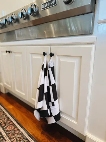 Vista 2 de Paquete de 2 Paños de cocina de doble cara Microfibra de tejido gofre Altamente absorbente Lazo para colgar Paños de cocina