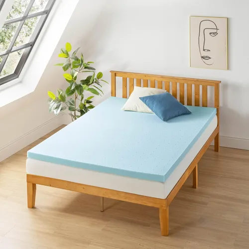 Vista 2 de Best Price Mattress - Sobrecolchón de espuma viscoelástica ventilada de 2.5 pulgadas con infusión de gel refrescante, certificado CertiPUR-US