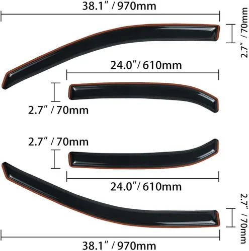 Vista 6 de 8 Pieces - Rain Deflector Guard Window Visor Front Rear Side Channel Mount Style Modified Acrylic Dark Smoke Tint for Chevy for Equinox 2010-2017