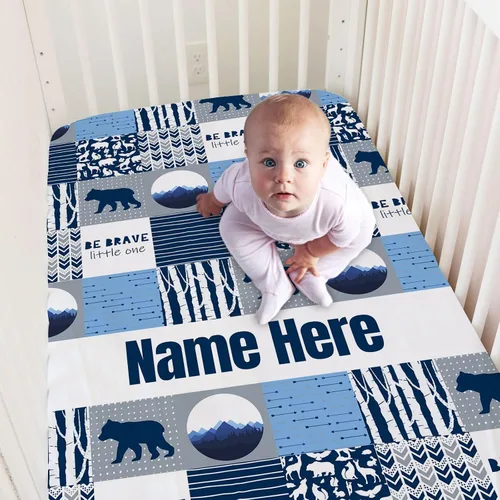 Vista 7 de Sábanas personalizadas para cuna de bebé con nombre, sábanas ajustadas personalizadas para cuna para bebés, juegos de ropa de cama de bebé, sábanas