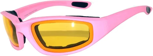 Vista 8 de OWL Gafas de motocicleta para mujer, con espuma acolchada, marco rosa, gafas de ciclismo UV400 de policarbonato para mujer
