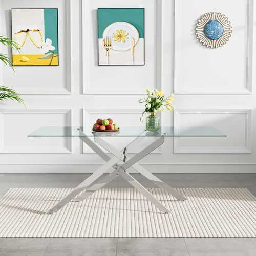 Vista 160 de Mesa de comedor redonda de 36 pulgadas para 4, mesas de cocina y comedor de cristal, moderna mesa de comedor circular con mesa de vidrio templado