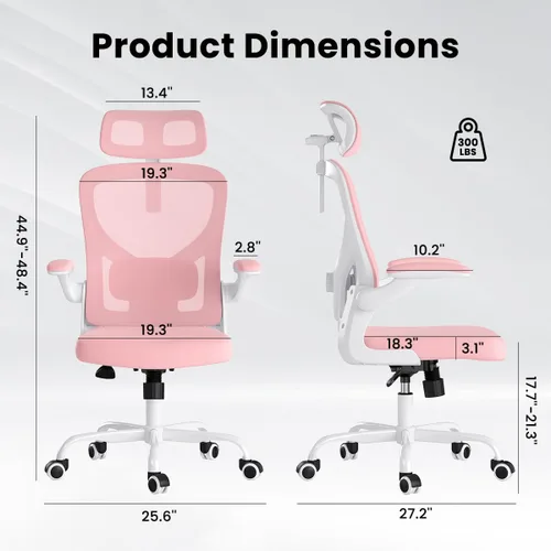Vista 3 de Ergonomic Office Desk Chair with Headrest, High Back Computer Gaming Chair, Adjustable Lumbar Support Swivel Rolling Chair for Home Office Study