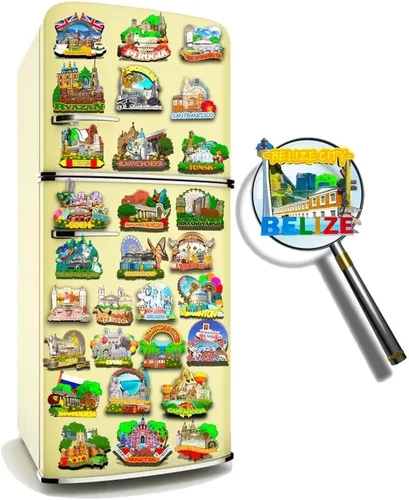 Vista 4 de Imán de la ciudad de Belice Belice para nevera de madera 3D, monumentos de viaje, coleccionables, recuerdos, decoración hecha a mano -539