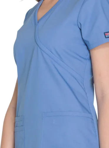 Vista 3 de Mujer Mock Wrap Top Workwear Originals con paneles traseros de punto acanalado WW650