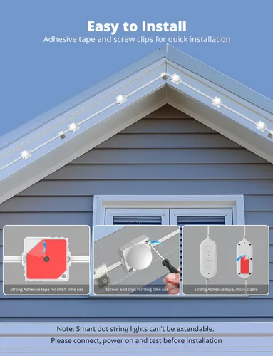 Vista 8 de APPECK Luces permanentes para exteriores para casa, 100 pies con 90 LED, 60 lm blanco cálido con cubierta sólida, tira de luces LED inteligentes