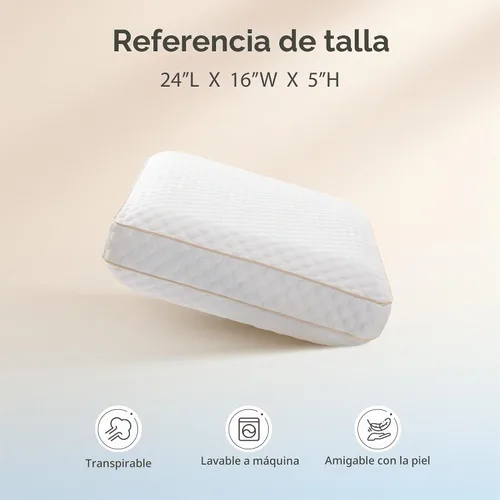 Vista 7 de Almohada de cubo de doble firmeza para dormir de lado y espalda, 24 x 16 x