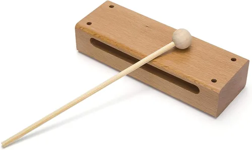 Instrumento musical de bloque de madera con mazo Bloques de ritmo de percusión de madera maciza