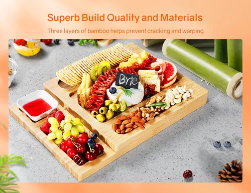 Vista 4 de Tablas de charcutería, tabla de queso Thereye con juego de cuchillos, juego de tablas de charcutería extragrande, regalos para mujeres, regalos